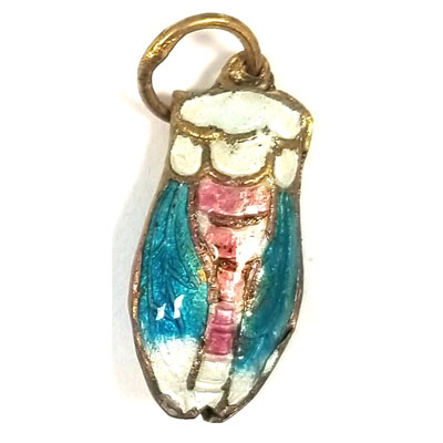 ENAMEL CICADA 11X24MM WHITE